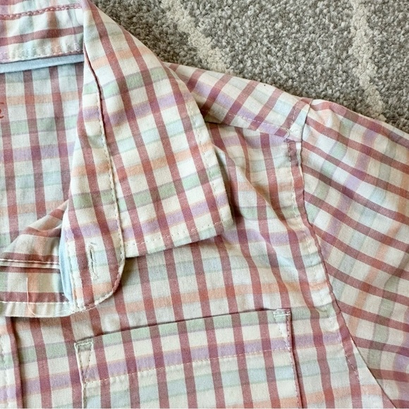 Cat & Jack Pastel Plaid Spring Cotton Buttondown Shirt Boys Large 10/12 - Picture 2 of 3